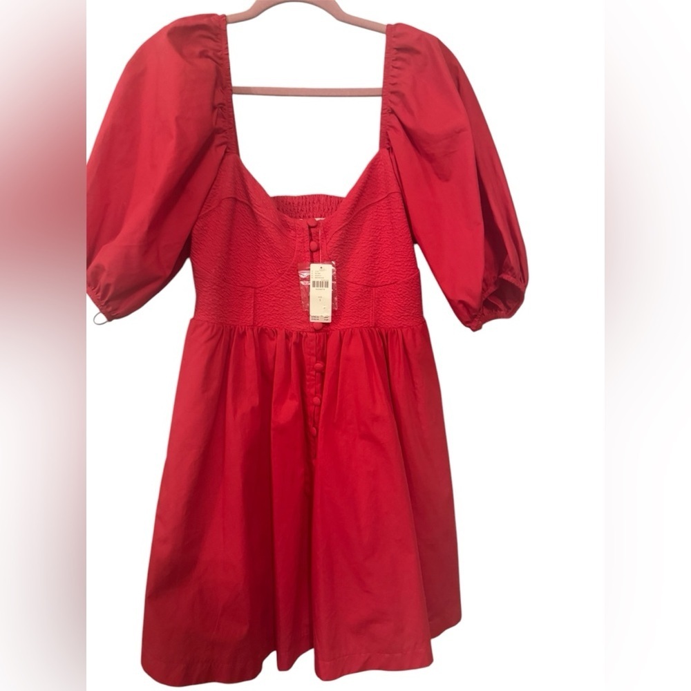 Maeve Red Puff Sleeve Mini Dress - Picture 9 of 12
